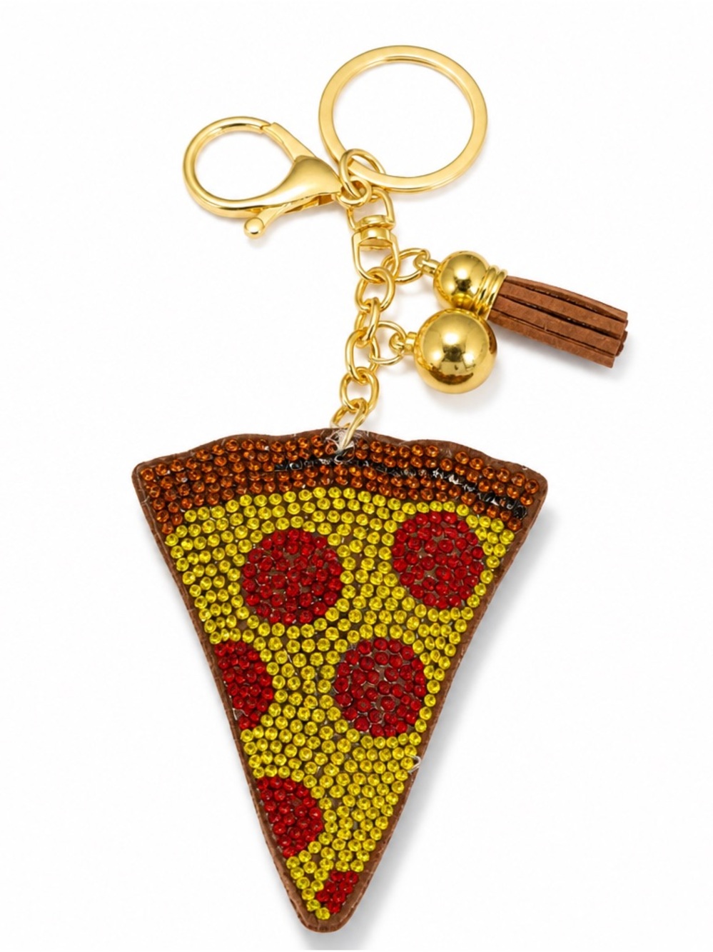 Rhinestone Pizza Keyring bag backpack charm